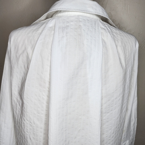 ACNE Studios White Cotton Pique Split Neck Collared Blouse Size 32 - Picture 3 of 14